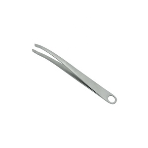 Slanted Curved ESD Stainless Steel Grip Eyebrow Tweezers | Custom Logo Professional Eyebrow Tweezer Set - Product Image 1
