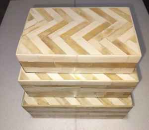 Cajas de regalo con incrustaciones de resina de madreperla de hueso de diseño geométrico para decoración del hogar patrón de grabado de estilo artístico para reventa en tiendas - Product Image 4