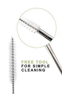 Portable Stainless Steel <b>Straw</b> Eco-friendly Reusable Metal <b>Straws</b> <b>for</b> Smoothies Mocktail Juices Cocktail Stirrer <b>Cleaning</b> <b>Brush</b> - Product Image 5