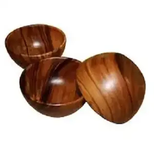 Factory Reusable 2024 Latest Customized Set Handmade <b>Bamboo</b> Wooden Salad <b>Bowls</b> 100% Natural Polished Eco-Friendly for Home - Product Image 2