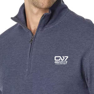 Haute qualité nouveau Design hommes basiques coton mélangé demi-fermeture éclair sweats couleur unie à manches longues sweat - Product Image 3