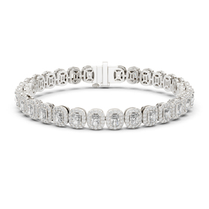 14K <b>White</b> <b>Gold</b> Radiant & Round Lab-Grown Diamond Anniversary <b>Bracelet</b> Luxury Certified Bridal Elegant Fine Jewellery Gift - Product Image 1