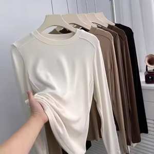 2025 printemps haute qualité coton peigné femmes vêtements à manches longues t-shirt graphique t-shirts femmes. - Product Image 1