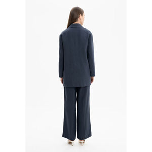 Veste en lin bleu marine coupe décontractée pour le printemps - Product Image 4
