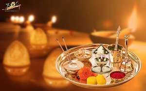 Rudra exporte la lampe en laiton Diya (13x11 cm, or) pour la décoration de la maison et la prière - Product Image 3