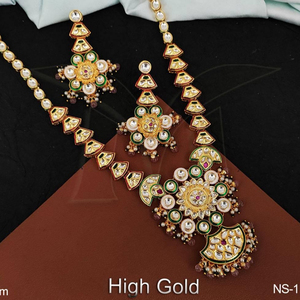 Kundan Pierres Vêtements de fête Haute Plaqué Or Belle Kundan Bijoux Long Collier Ensemble - Product Image 1