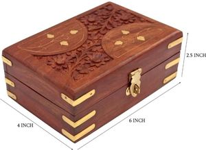 กล่องเครื่องประดับไม้ทรงสี่เหลี่ยมลายนูนลายดอกไม้ทำจากไม้ธรรมชาติขัดเงาสำหรับตกแต่งเครื่องประดับ - Product Image 4