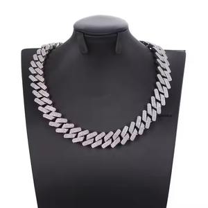 Luxury Silver Cuban Link Chain Fully Iced D <b>Colour</b> VVS Studded Moissanite Diamond Tester for Wedding - Product Image 2