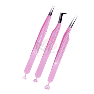 แหนบต่อขนตาปลายแหลมแบบเส้นใยสีทอง สแตนเลสสตีล พร้อมด้ามจับ รุ่นใหม่ สำหรับต่อขนตา - Product Image 3