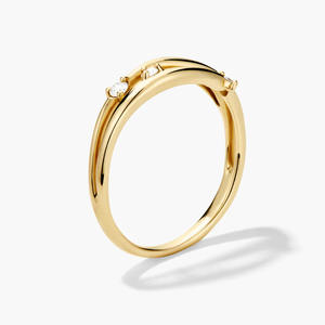Кольцо LUCKYJIU, ювелирное изделие на заказ, водонепроницаемое, не тускнеющее, высококачественное, с покрытием из 18-каратного золота, с открытым куполом, с кубическим цирконием, многослойное, для женщин - Product Image 2