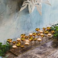 Bougeoir décoratif en fer doré en gros, 20 tasses, candélabre géométrique à étages pour Noël, réception de mariage, centre de table