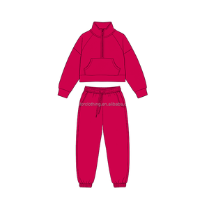 Conjunto de Sudadera para Niños al por Mayor, Fabricante OEM ODM, Color, Talla y Diseño Personalizados, Sudadera con Cierre de Cremallera, Pantalones Deportivos - Product Image 2