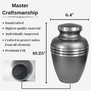 <b>Large</b> Memorial <b>Urn</b> for Adult Male & Female Ashes Decorative Pewter Funeral & Burial <b>Urn</b> Metal Cremation <b>Urn</b> Memorial Services - Product Image 4