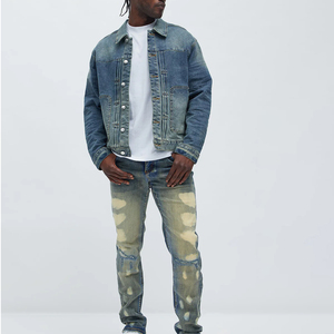 Conjunto de Mezclilla Negra de Moda de Alta Calidad al por Mayor para Hombre, Fabricantes, Conjunto Ajustado de Diseñador Personalizado para Hombre - Product Image 1