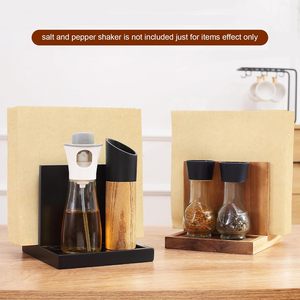 Porte-serviettes en bois avec salière et poivrière Caddy, adapté pour la cuisine, le restaurant, le bar, le bureau, les fêtes, la décoration intérieure - Product Image 6