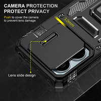 Funda Protectora para Teléfono con Anillo y Soporte, Diseño de Armadura, a Prueba de Golpes, con Protección Total de la Cámara, para Redmi Note 13 Pro 5G