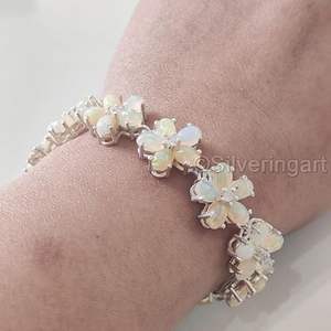 Women's <b>Bracelet</b> Natural Opal Gemstone October Birthstone wedding Christmas Gift Handmade Jewelry 925 Sterling <b>Silver</b> <b>Bracelet</b> - Product Image 2