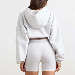 Bulk Wholesale Crop Drop Shoulder Oversize Hoodies for <b>Women</b> Custom Printed Pullover Hooded <b>Tops</b> Factory OEM - Product Image 3