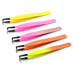 Pince à épiler à 90 degrés Maga Boot Tip pour extension de cils Application de cils Création de ventilateur Poignée en diamant antidérapante - Product Image 1