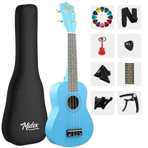23 Inch Blue Concert Ukulele <b>Kit</b> with Bag, Strap, Picks & Method <b>Book</b> | Midex UKX-233BL - Product Image 1