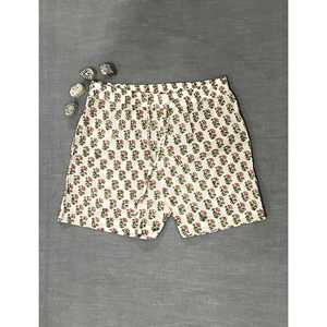 กางเกงขาสั้นผ้าฝ้ายพิมพ์ลายบล็อก 100% - ไซส์ใหญ่ ระบายอากาศได้ดี เอวกลาง พร้อมลายตกแต่ง - Product Image 2