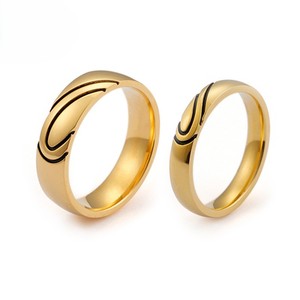 Gold Plated Stainless Steel Wedding Bands <b>Couple</b> <b>Rings</b> Classic Design Unisex Jewelry for Wedding Occasion - Product Image 1