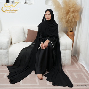 فستان عباية نسائي أسود فاخر بتصميم إسلامي محتشم وعصري لعيد رمضان 2026، فستان حفلات للمسلمات مزين باللؤلؤ - Product Image 5