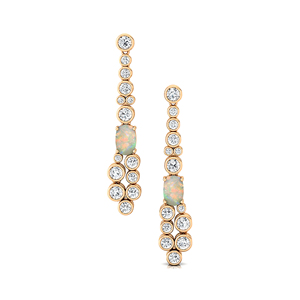 Or véritable massif de 18 carats et diamant véritable Opale éthiopienne naturelle Boucles d'oreilles pendantes magnifiques Cabochon de forme ovale en gros - Product Image 3