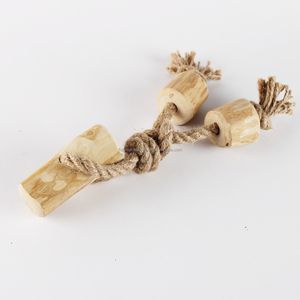 Eco-Friendly Coffee Wood Triple Tug Chew <b>Toy</b> Combines Tug Of War And Chewing To Relieve Stress And Keep Dogs Engaged - Product Image 2