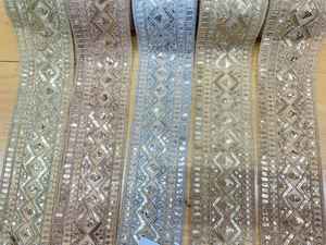 Custom Made Floral Embroidered <b>Laces</b> with Thead Work and Sequin Work Ideal for Resale by Clothing Designers and Stores - Product Image 3