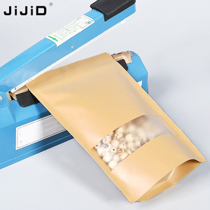 Sacs refermables à fermeture éclair JIJID en gros, sacs autoportants avec fenêtre, sacs d'emballage alimentaire, sacs en papier kraft - Product Image 6