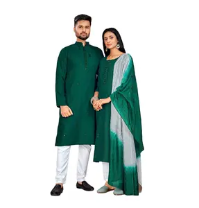 Ropa tradicional india Pareja lista Kurti Kurta Set para función espacial Ropa Fabricación y mayorista India