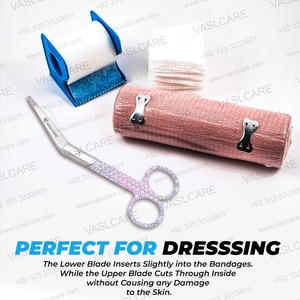 Vaslcare-Tijeras de vendaje para apósito médico, patrón abstracto único, cuchillas afiladas manuales, punta roma, fines quirúrgicos - Product Image 5
