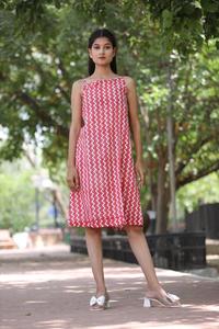 Mini robe en coton imprimé floral ondulé, tenue Boho au-dessus du genou, robe d'été, tenue légère sans manches décontractée, dos en V plongeant - Product Image 4