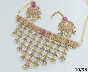 Indian Jewelry Traditional &Fashionable Gold Plated Motipearl & Kundan With Earring and Maagtika Combo Necklace <b>Set</b> <b>for</b> <b>Women</b> - Product Image 3