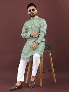 Semi-lin attrayant avec impression numérique Kurta Pajama exportateur mondial et fournisseur de Surat au taux le plus bas - Product Image 4