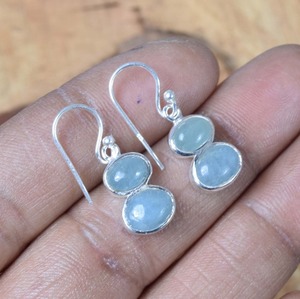 Boho Style 925 Sterling Silver Calcedony Gemstone Boucles d'oreilles Bijoux Boucles d'oreilles en argent faites à la main Bijoux pour femmes Cadeau de mariage - Product Image 5