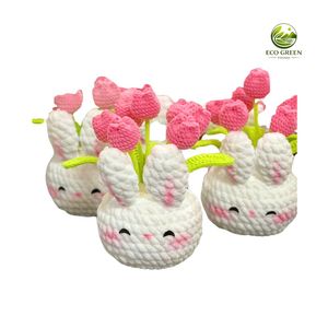 Plante artificielle de tournesol au crochet 2025 en pot, 100% naturelle, style rustique, centre de table et décoration d'étagère pour la maison, la cuisine et Thanksgiving - Product Image 2