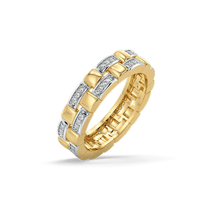 Yellow Gold Eternity Band <b>Ring</b> With Baguette Cut Diamonds Channel Setting Geometric Classic Style Unisex Wedding <b>Ring</b> - Product Image 3