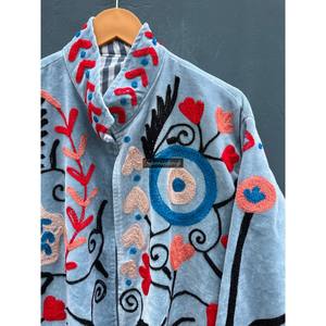 Wholesale <b>Velvet</b> Suzani Jacket Uzbek Floral Embroidery Short Unisex Jacket With Inside Lining Jacket <b>Coat</b> <b>Women's</b> Overcoat - Product Image 2