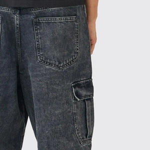 กางเกงยีนส์เดนิมทรงคาร์โก้ขากว้างสไตล์ใหม่ล่าสุด ลุคเท่ๆ ผ้ายีนส์ฟอกสีเอซิด เอวสูง ยืดได้ สำหรับผู้ชาย - Product Image 5