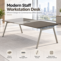 Table de conférence exécutive moderne, bureau de réunion de luxe avec plateau en bois grainé et structure en acier pour salle de réunion de bureau d'entreprise