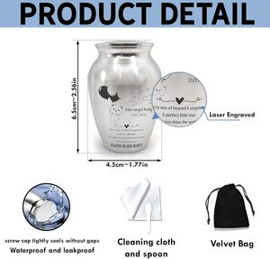 Mini urne personnalisée pour bébé en acier inoxydable Urne décorative gravée commémorative pour la perte d'un enfant en argent de taille personnalisée - Product Image 4
