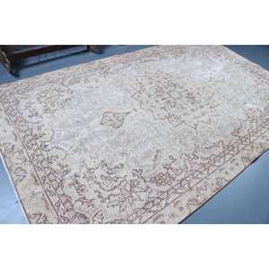 Tapis turc vintage en laine blanche patchwork écologique 6,2x10,5 pieds, grand tapis avec envers en latex - Product Image 2