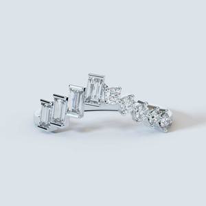 Anillo de compromiso de boda de racimo de diamantes cultivados en laboratorio de corte esmeralda de oro sólido de 10K ecológico anillo de racimo de diamantes creado en laboratorio - Product Image 5