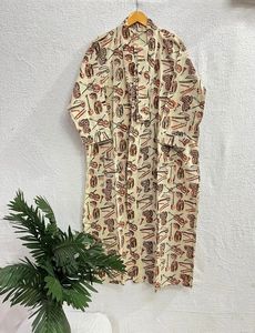 ชุดคลุมยาวถึงพื้นสำหรับผู้หญิงทำจากผ้าฝ้ายทำมือชุดนอนพิมพ์ลายชุดกิโมโนสำหรับฤดูร้อนซักได้ชุดเพื่อนเจ้าสาวแบบลำลอง - Product Image 6