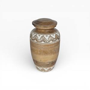 Natural Wood Grain Cremation Urn with Warm Oak Finish Smooth Polished Surface Secure Lid and Classic <b>Memorial</b> Shape - Product Image 6