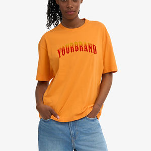 Haute qualité Style Hip Hop goutte épaule léger couleur unie T-shirts personnalisé en détresse broderie logo t-shirt pour les femmes - Product Image 1