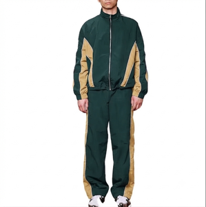 High Quality Custom Men's Solid Autumn Gym Jogger Flare Tracksuit Regular Fit Drawstring Hooded Collar Vintage Heavyweight - Product Image 2