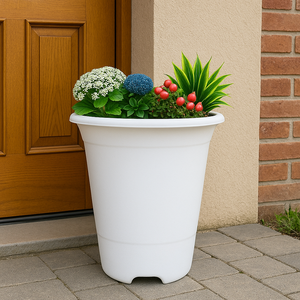 Tall White Plastic Large Plant Pots with Floral Patterns Outdoor Garden Flower Pots & <b>Planters</b> <b>for</b> Plants & <b>Trees</b> - Product Image 3